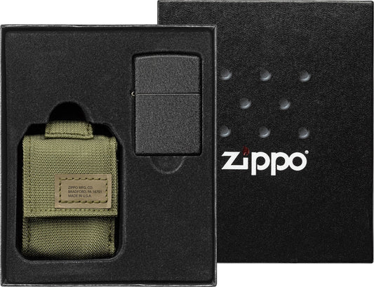Zippo Lighter with MOLLE Green Pouch - Cool Knife Bro